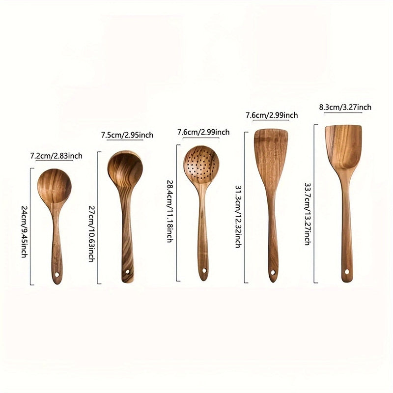 NordicChef – Luxe 5-Piece Wooden Kitchen Utensil Set for Stylish and Sustainable Cooking