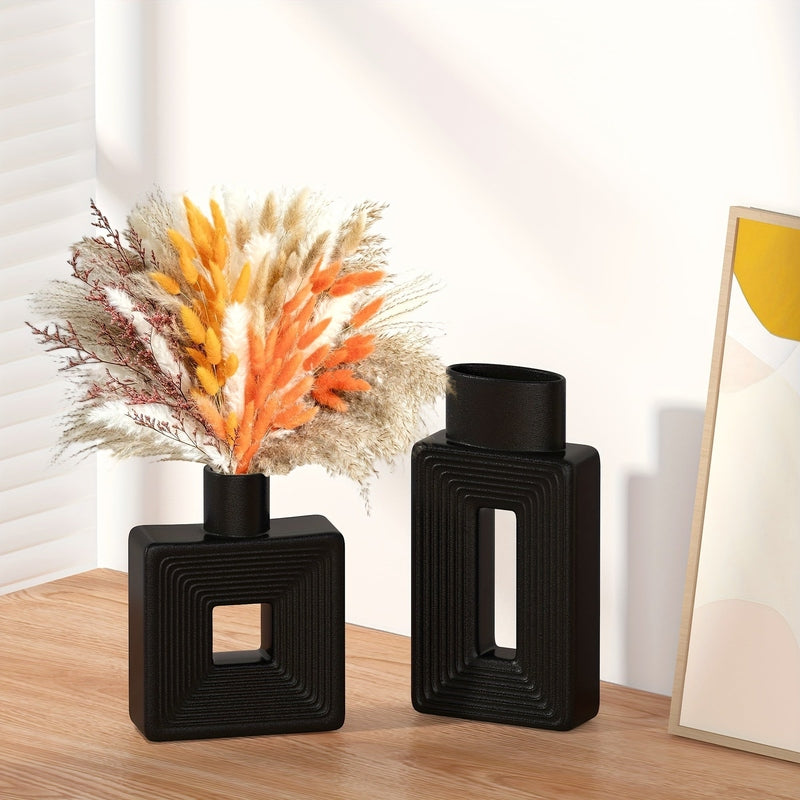 ArteVase – White Ceramic Vase Set with Geometric Design for a Boho-Chic Interior