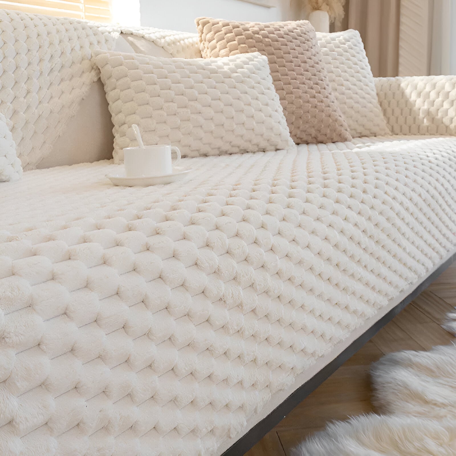 HoneyLuxe – Elegant Non-Slip Cover with Luxury Honeycomb Design