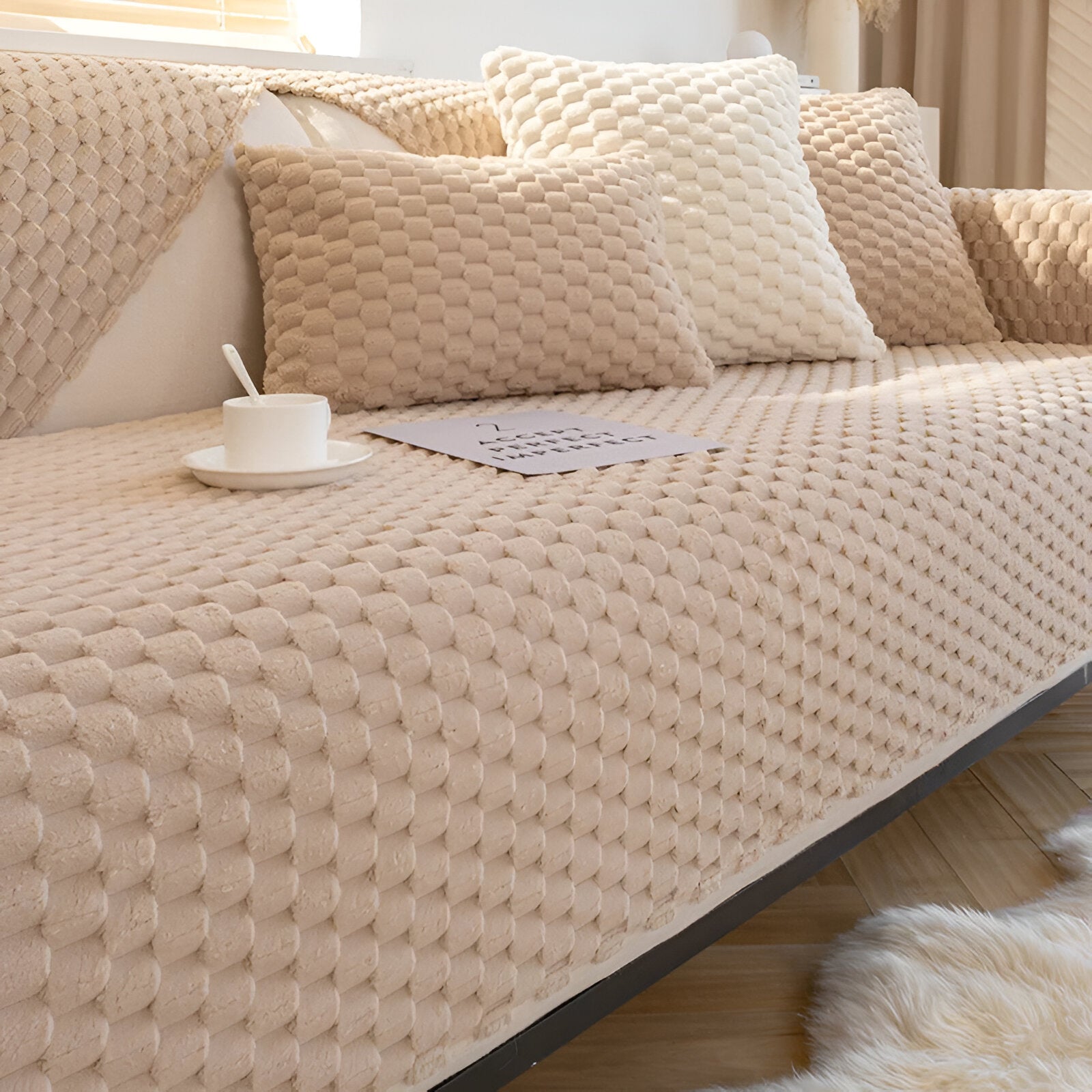 HoneyLuxe – Elegant Non-Slip Cover with Luxury Honeycomb Design