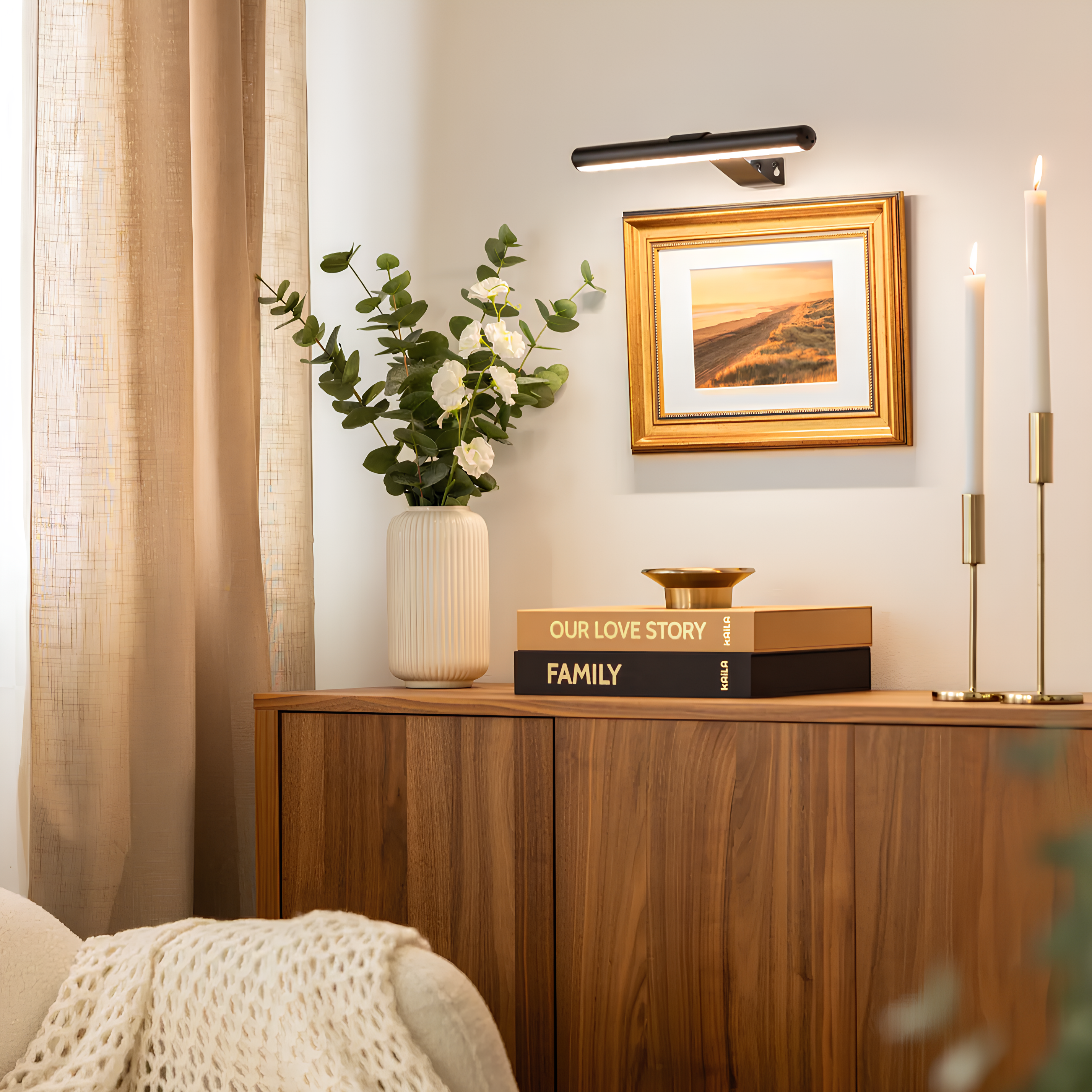 Lampe LED sans fil pour tableau avec éclairage dimmable et chargeur USB-C