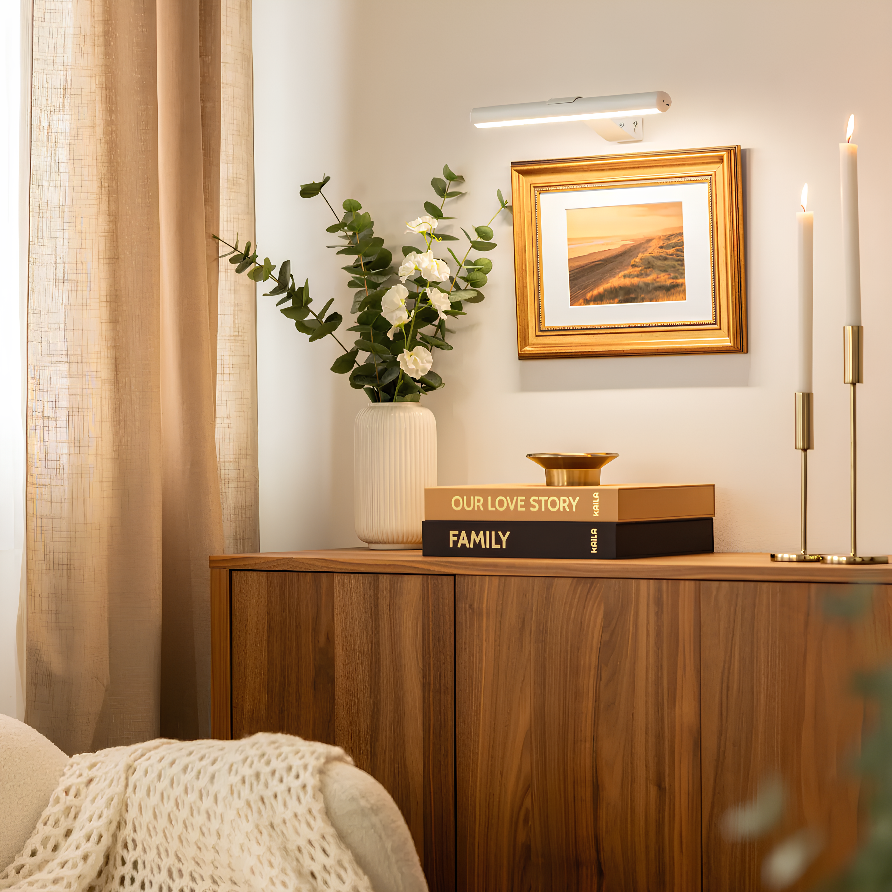 Lampe LED sans fil pour tableau avec éclairage dimmable et chargeur USB-C