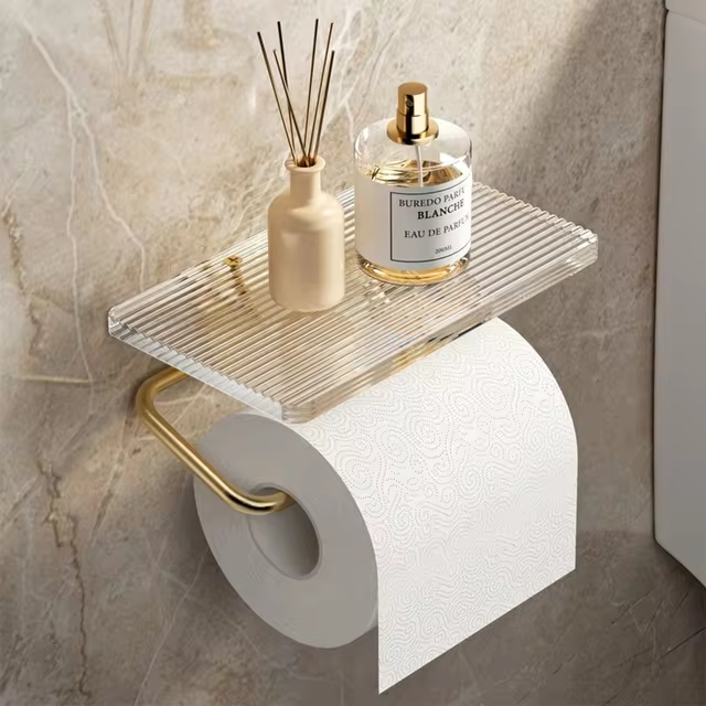 Auris Luxe – Stylish Toilet Roll Holder with Practical Shelf