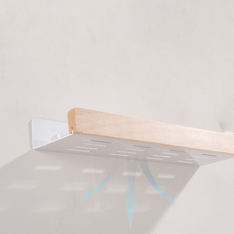 AquaOrganize – Stylish Shower Rack with Wooden Accents, Without Drilling