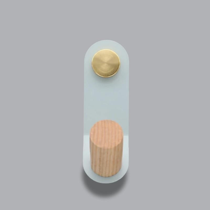 ScandiHook – Minimalist Pastel Wall Hook with Oak Wood & Brass Accent