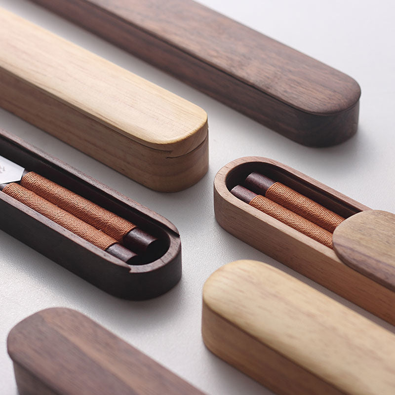 MasuCraft – Black Walnut Wooden Chopsticks with Decorative Wire in Luxury Wooden Gift Box