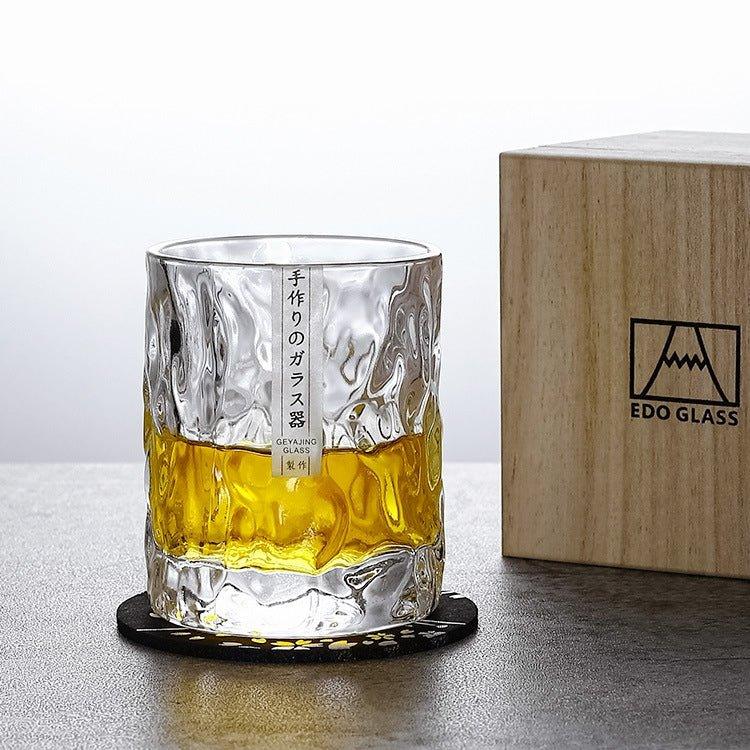 EdoGlacier – Handcrafted Edo Kiriko Whisky Glass in Luxury Wooden Gift Box