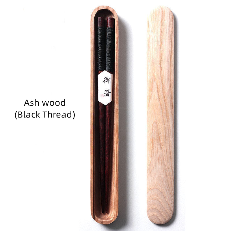 MasuCraft – Black Walnut Wooden Chopsticks with Decorative Wire in Luxury Wooden Gift Box