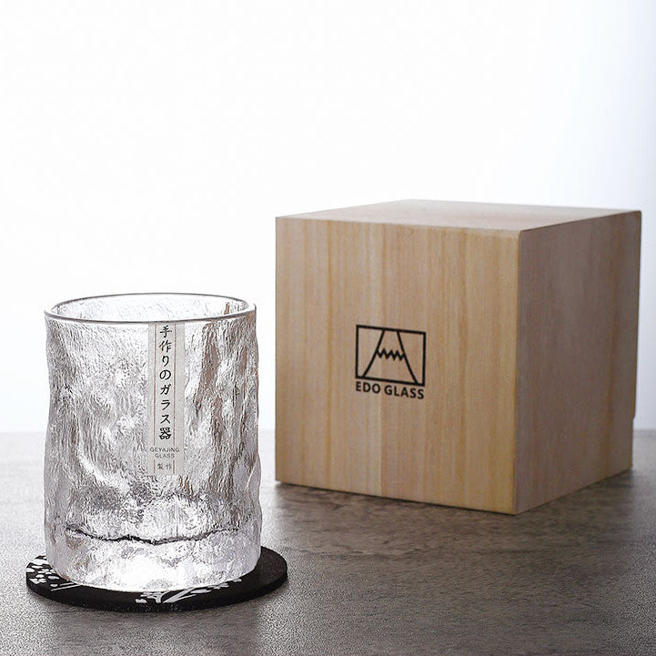 EdoGlacier – Handcrafted Edo Kiriko Whisky Glass in Luxury Wooden Gift Box