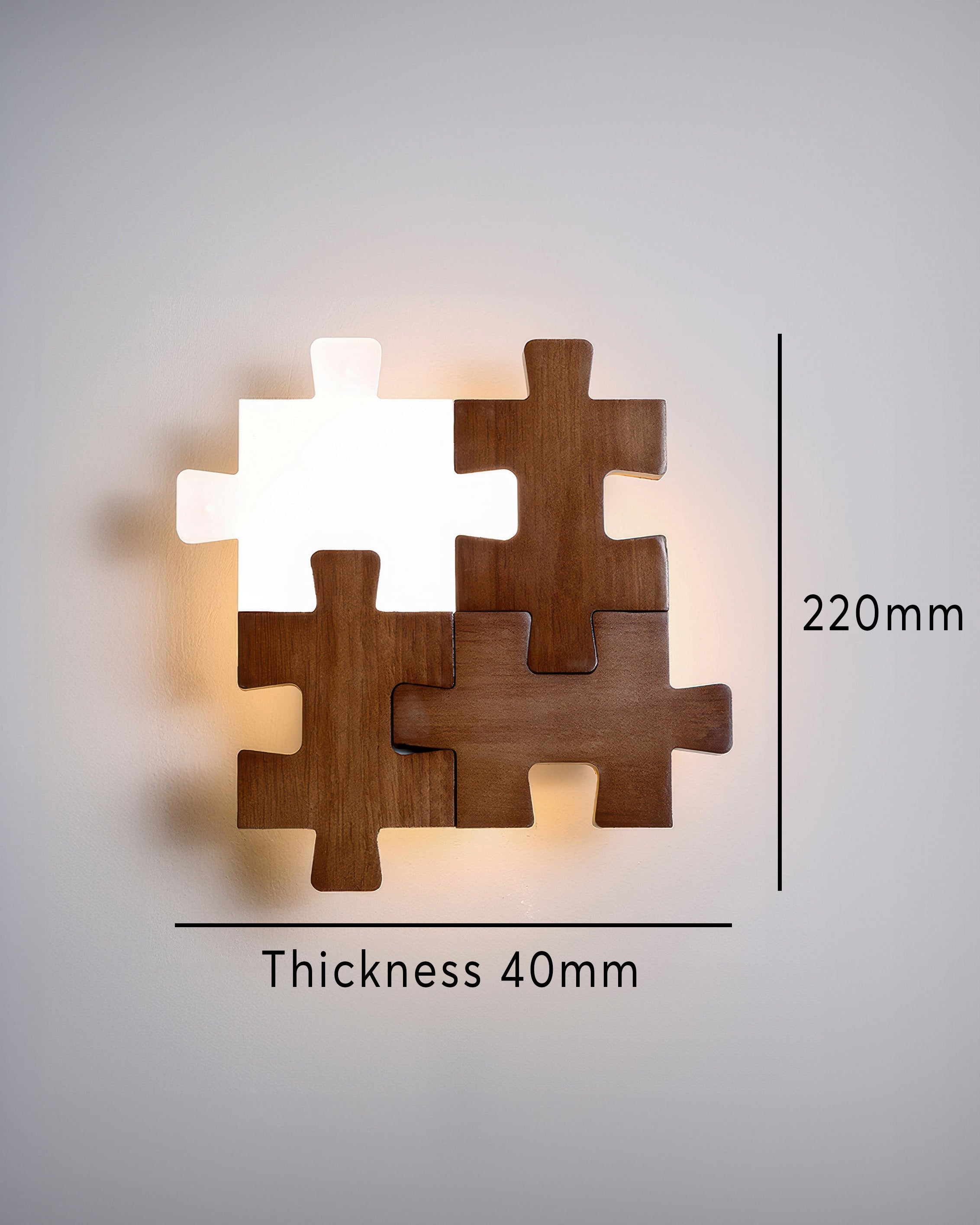 PuzzleGlow – Luxury LED Wall Lamp with a Playful Wooden Design for a Modern Interior