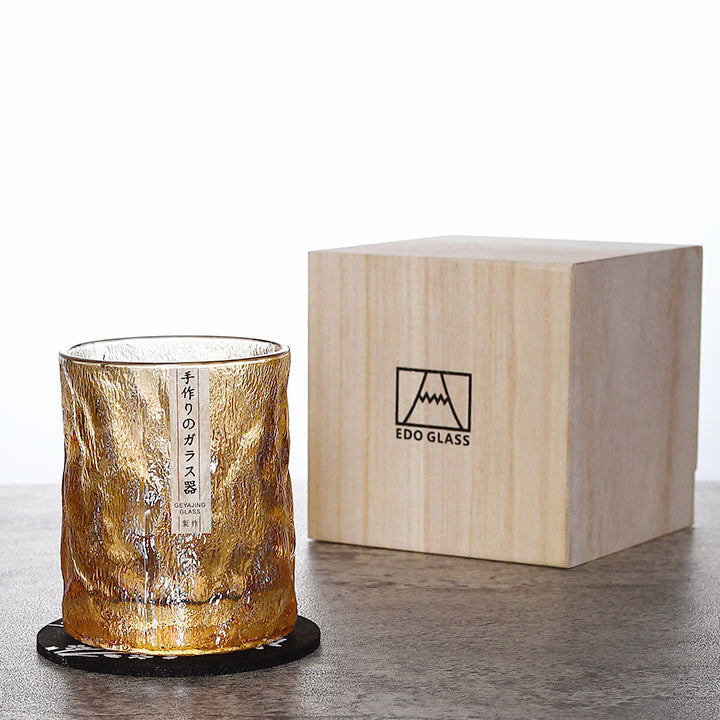 EdoGlacier – Handcrafted Edo Kiriko Whisky Glass in Luxury Wooden Gift Box