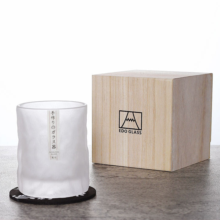 EdoGlacier – Handcrafted Edo Kiriko Whisky Glass in Luxury Wooden Gift Box