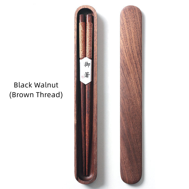 MasuCraft – Black Walnut Wooden Chopsticks with Decorative Wire in Luxury Wooden Gift Box