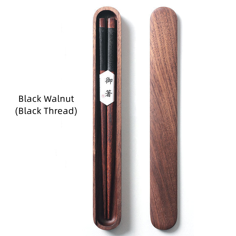 MasuCraft – Black Walnut Wooden Chopsticks with Decorative Wire in Luxury Wooden Gift Box