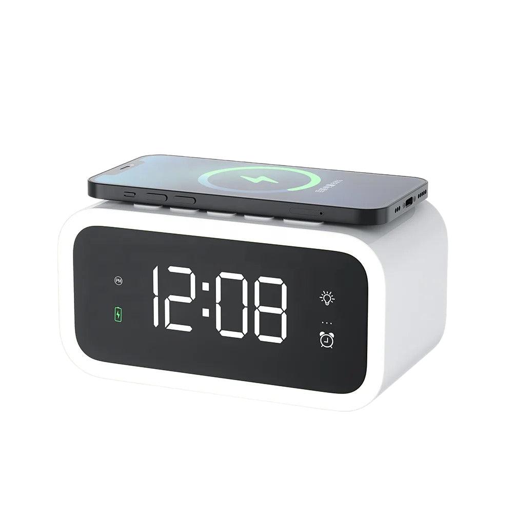 SmartGlow – Stylish Digital Alarm Clock with QI Wireless Charger and LED Display