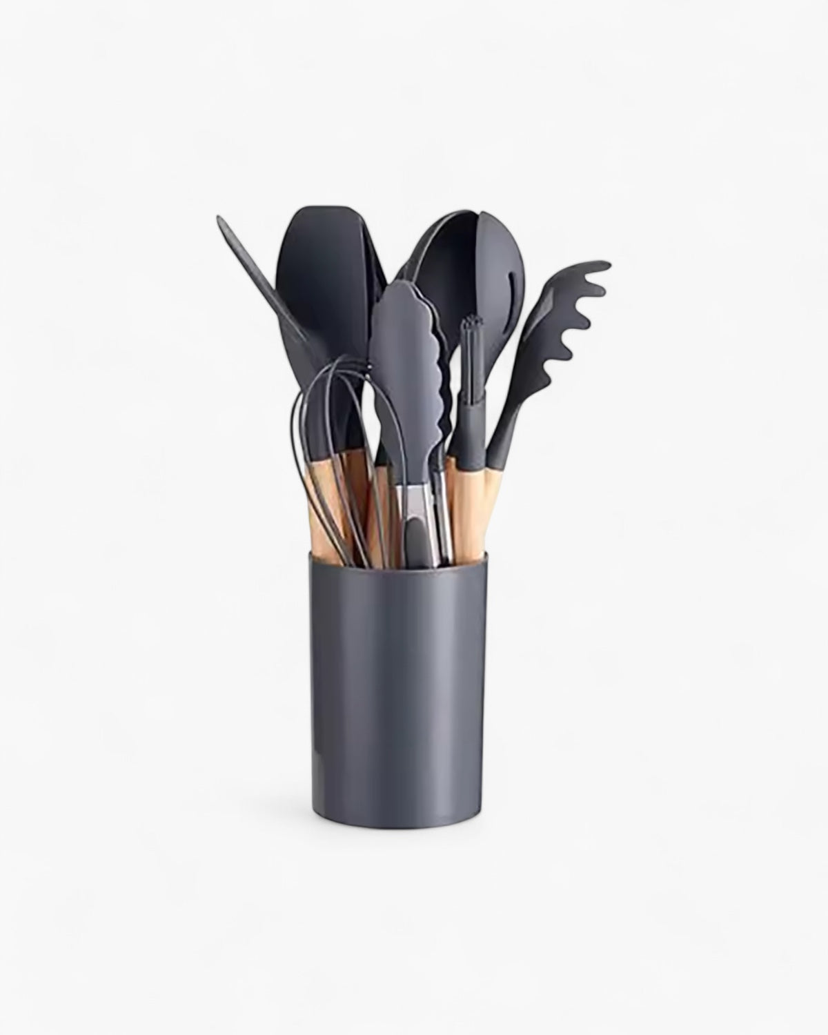 Naturéa – Eco-friendly Silicone Kitchen Set with Bamboo Handles (12-piece)