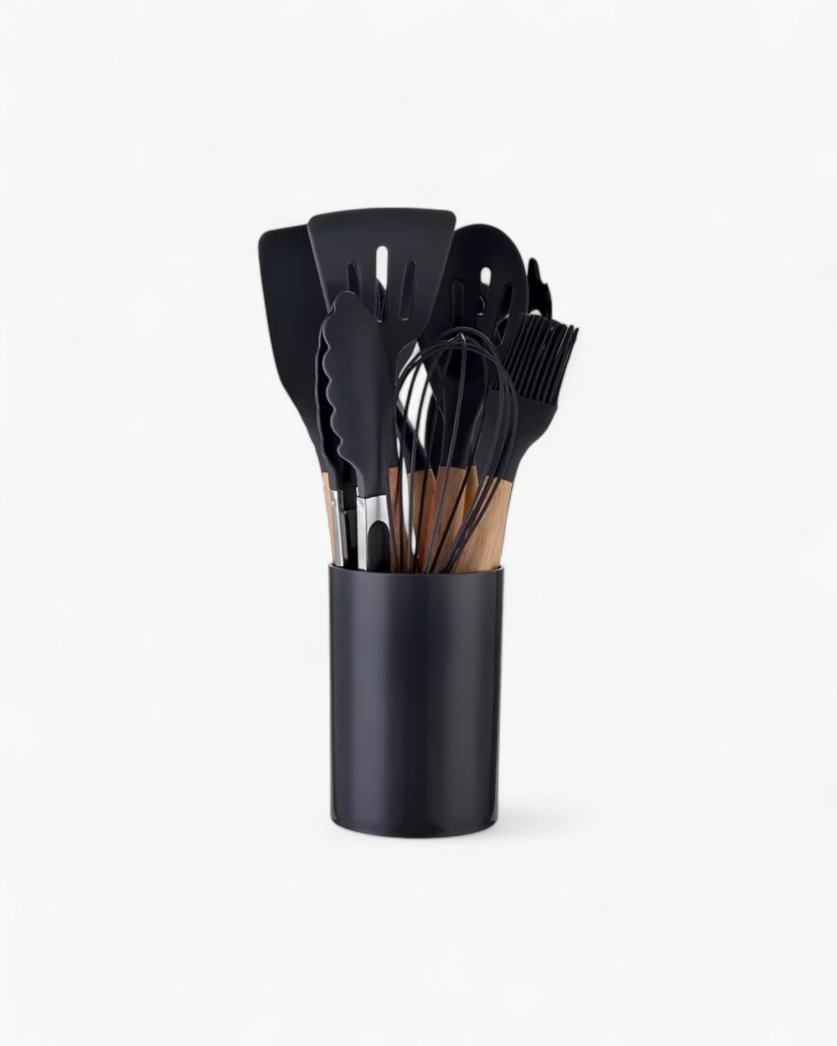Naturéa – Eco-friendly Silicone Kitchen Set with Bamboo Handles (12-piece)