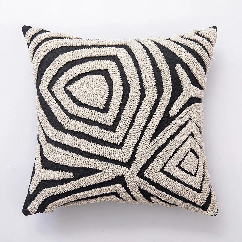 FormaLuxe – Modern Geometric Tufted Cushion Cover with Tactile Elegance