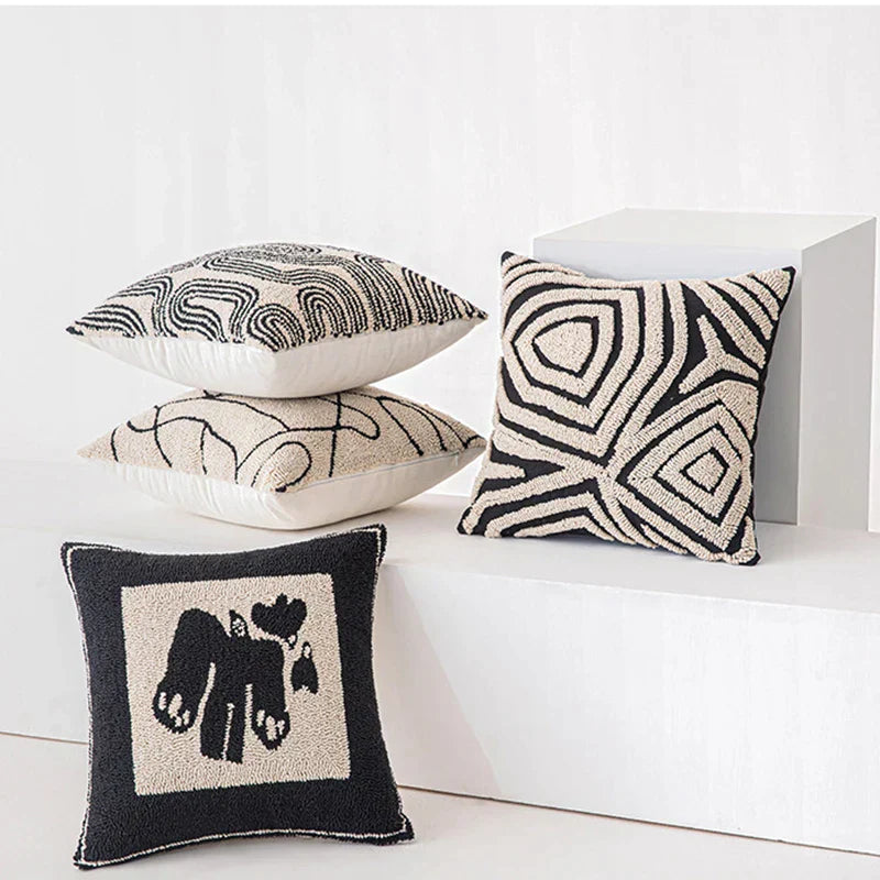 FormaLuxe – Modern Geometric Tufted Cushion Cover with Tactile Elegance