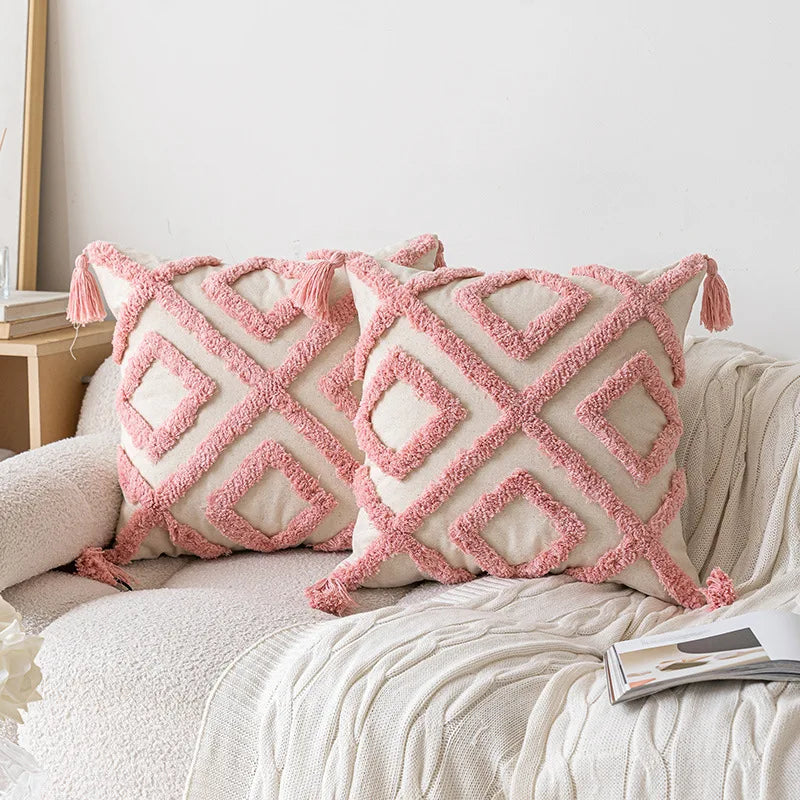 NordicVibes – Luxe Geometrische Tufted Kussenhoes voor Elegante Interieurs