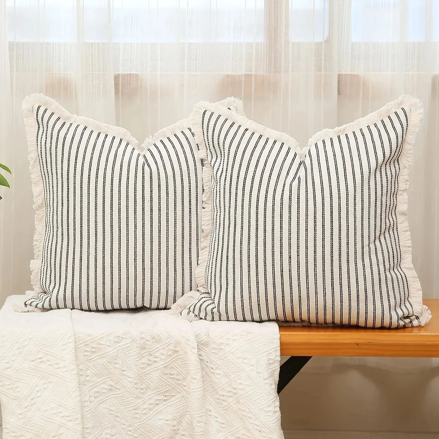 NordicLuxe – Jacquard Cushion Covers with Elegant White Frill