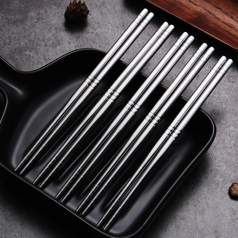 ElegantDine – Luxury Stainless Steel Chopstick Set for Stylish Dining