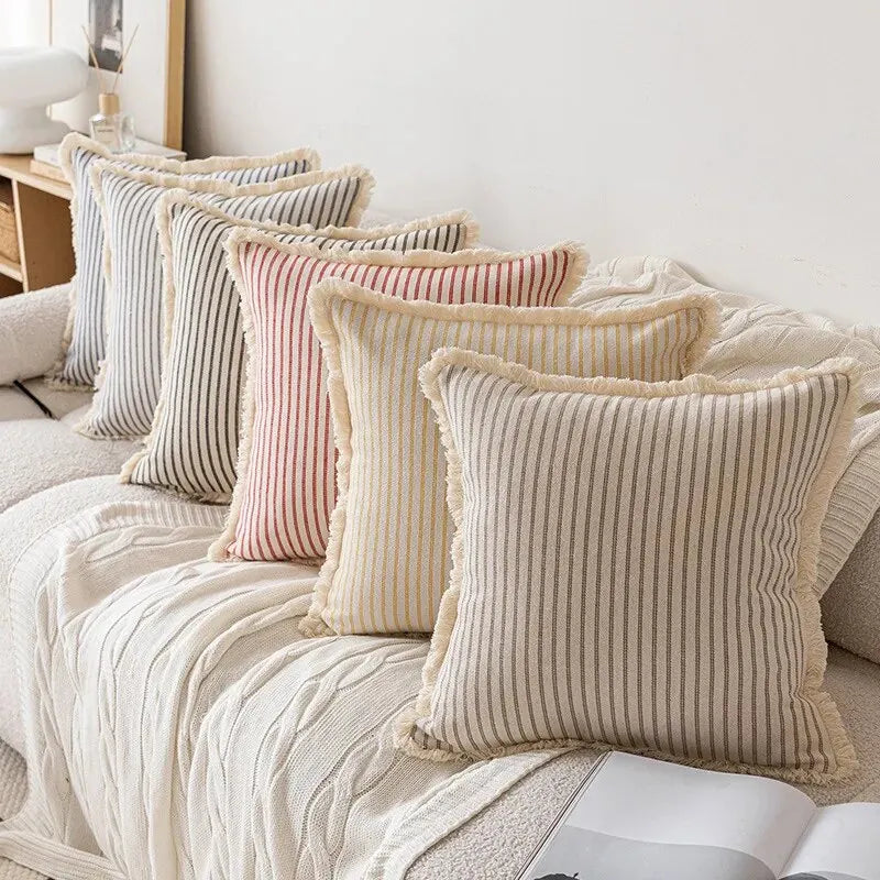 NordicLuxe – Jacquard Cushion Covers with Elegant White Frill