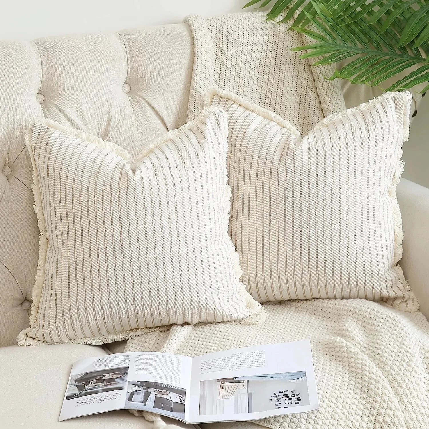 NordicLuxe – Jacquard Cushion Covers with Elegant White Frill