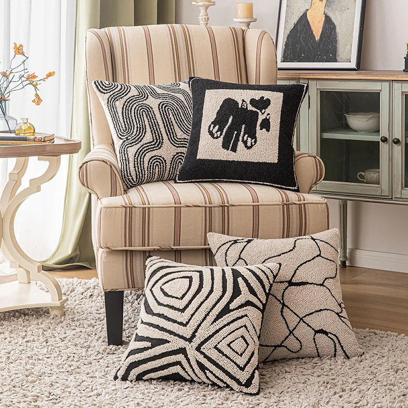 FormaLuxe – Modern Geometric Tufted Cushion Cover with Tactile Elegance