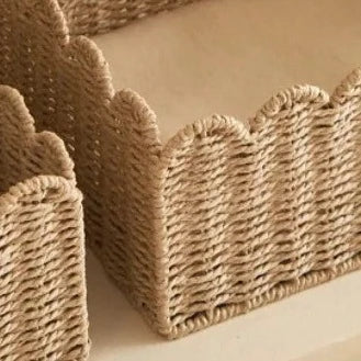 WillowNest – Handwoven Wicker Storage Basket with Wave Edge in Three Sizes