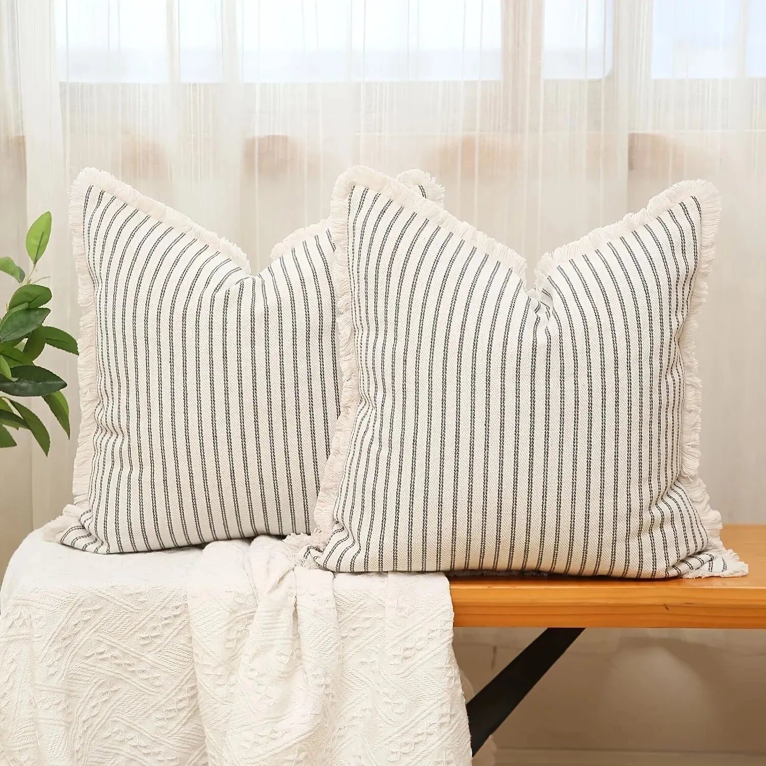 NordicLuxe – Jacquard Cushion Covers with Elegant White Frill