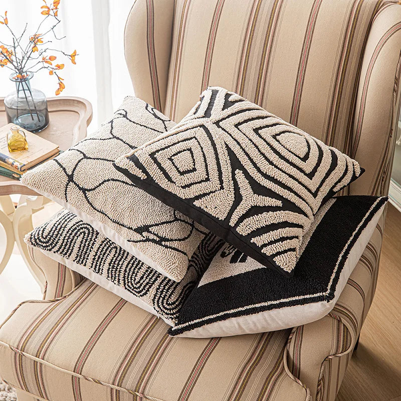 FormaLuxe – Modern Geometric Tufted Cushion Cover with Tactile Elegance