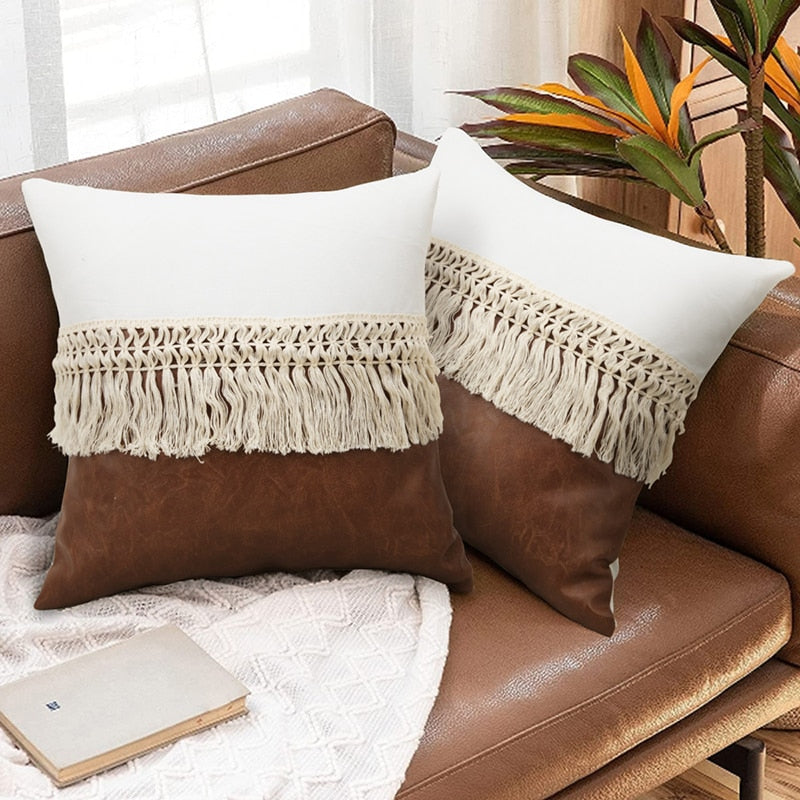 LumiTassel Luxe Pillowcase Set – Boho Elegance for a Stylish Interior