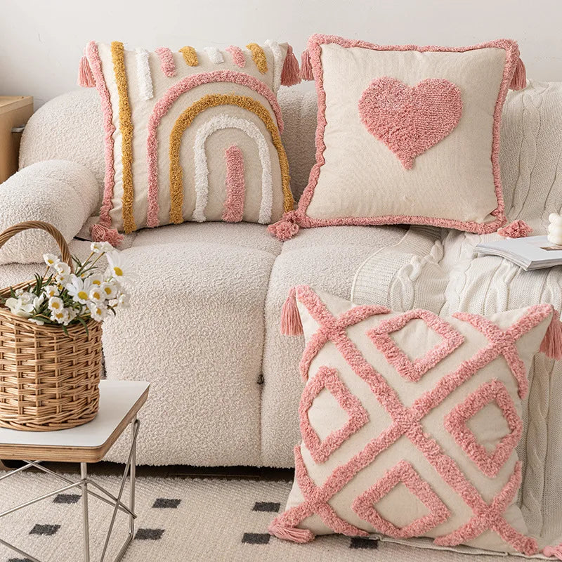 NordicVibes – Luxe Geometrische Tufted Kussenhoes voor Elegante Interieurs