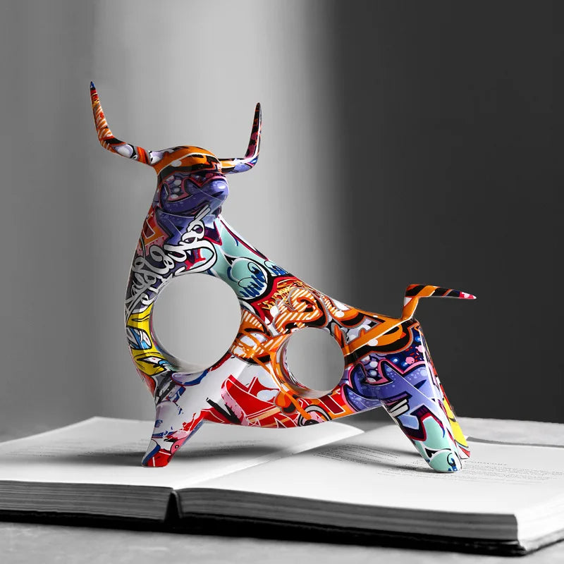 ArtToro – Luxe Stierenbeeld met Graffiti-Design voor een Modern Interieur