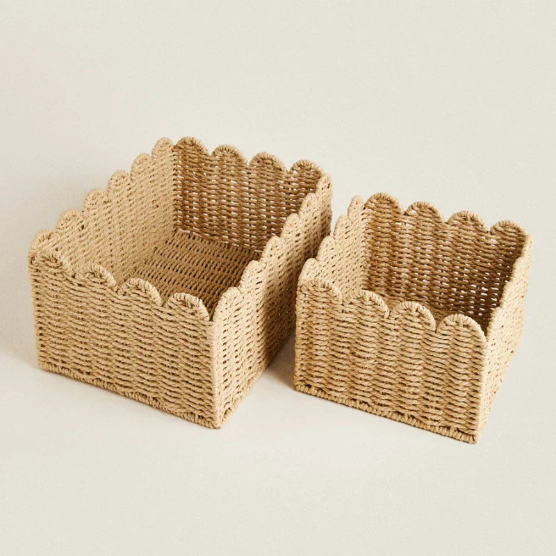 WillowNest – Handwoven Wicker Storage Basket with Wave Edge in Three Sizes