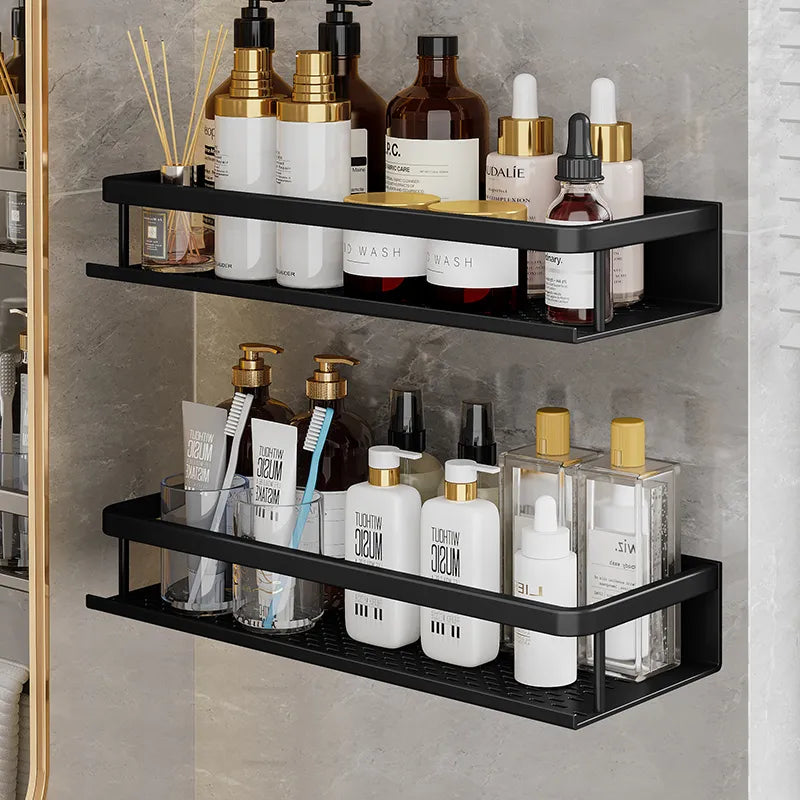 AquaForma – Black Shower Shelf with Modern & Space-Saving Design