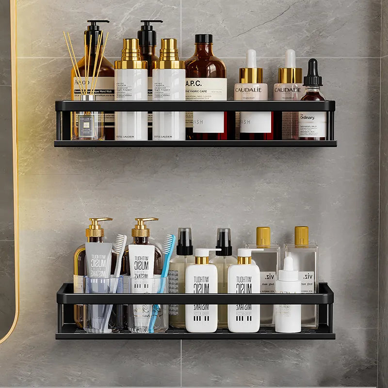 AquaForma – Black Shower Shelf with Modern & Space-Saving Design