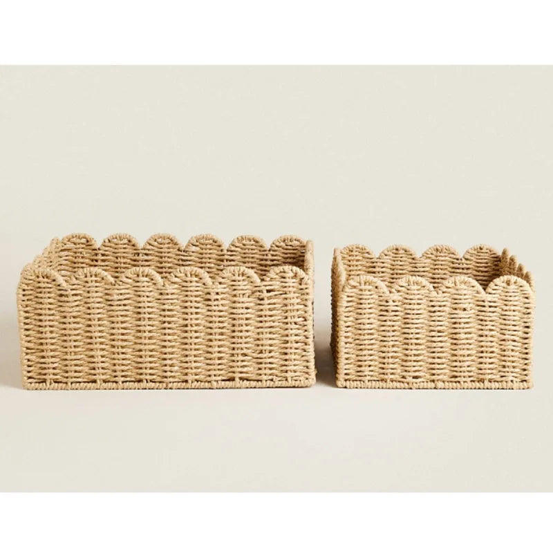 WillowNest – Handwoven Wicker Storage Basket with Wave Edge in Three Sizes
