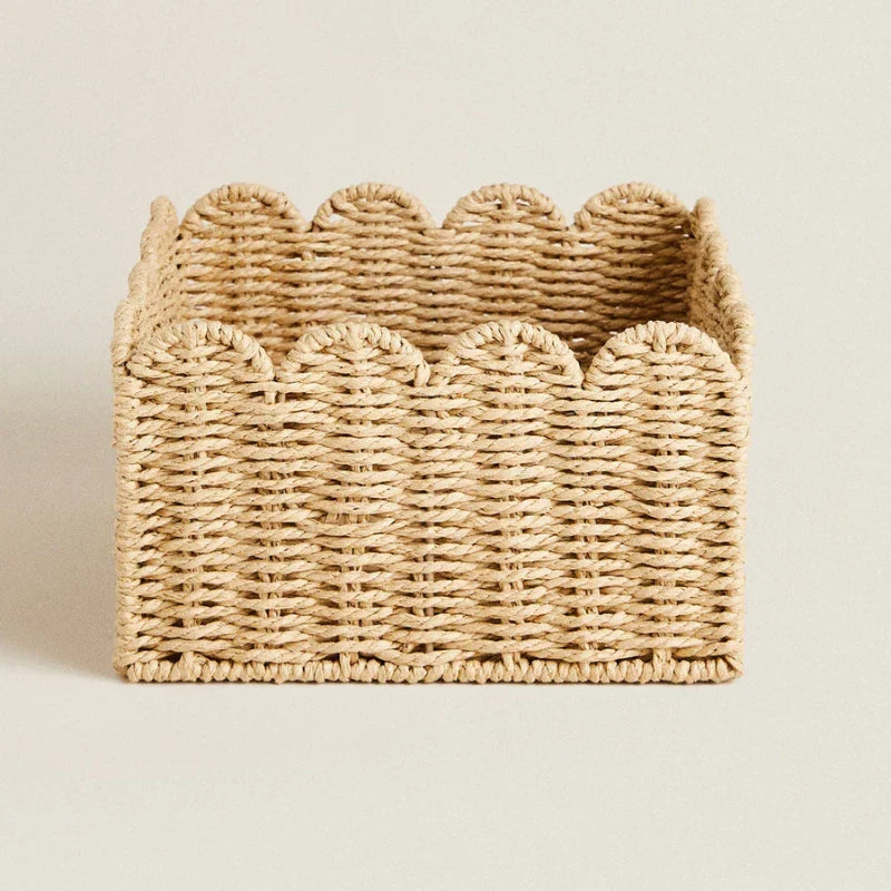 WillowNest – Handwoven Wicker Storage Basket with Wave Edge in Three Sizes