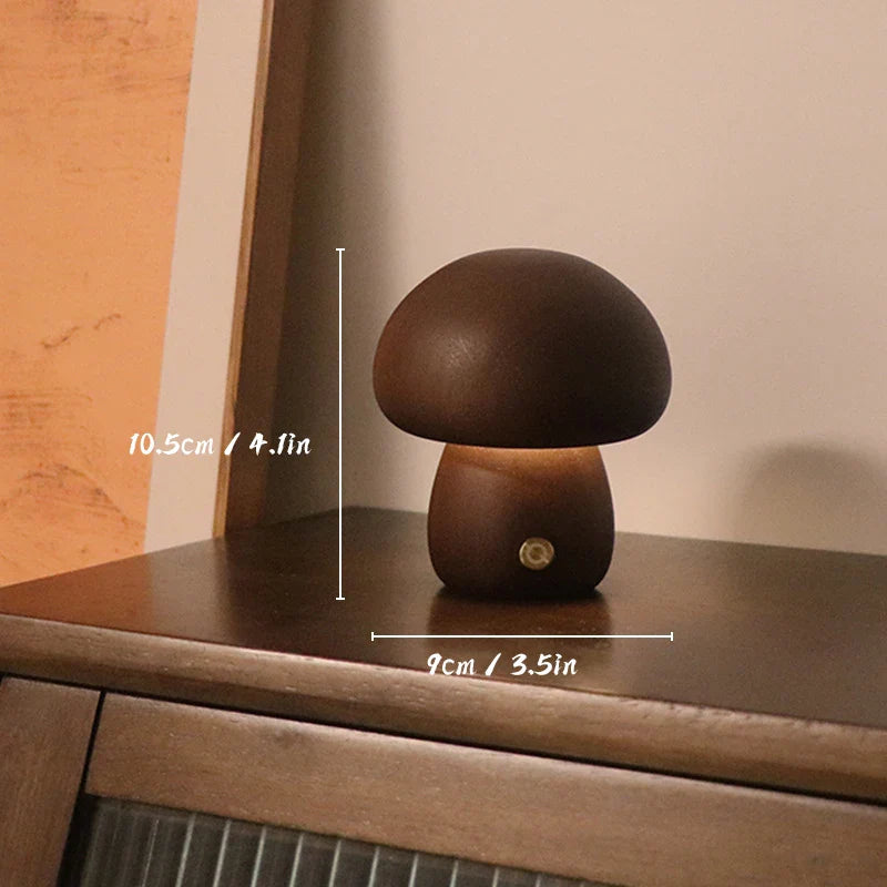 MushroomGlow – Wooden Table Lamp with Natural and Modern Design