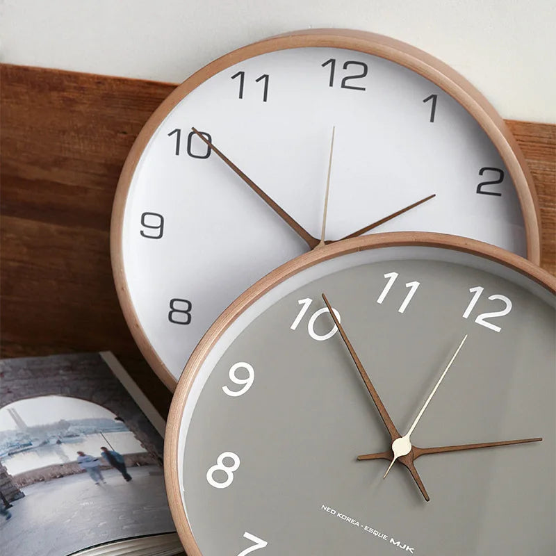 TimberGlow – Luxury Wall Clock made of Wood and Glass with Minimalist Design for a Timeless Look