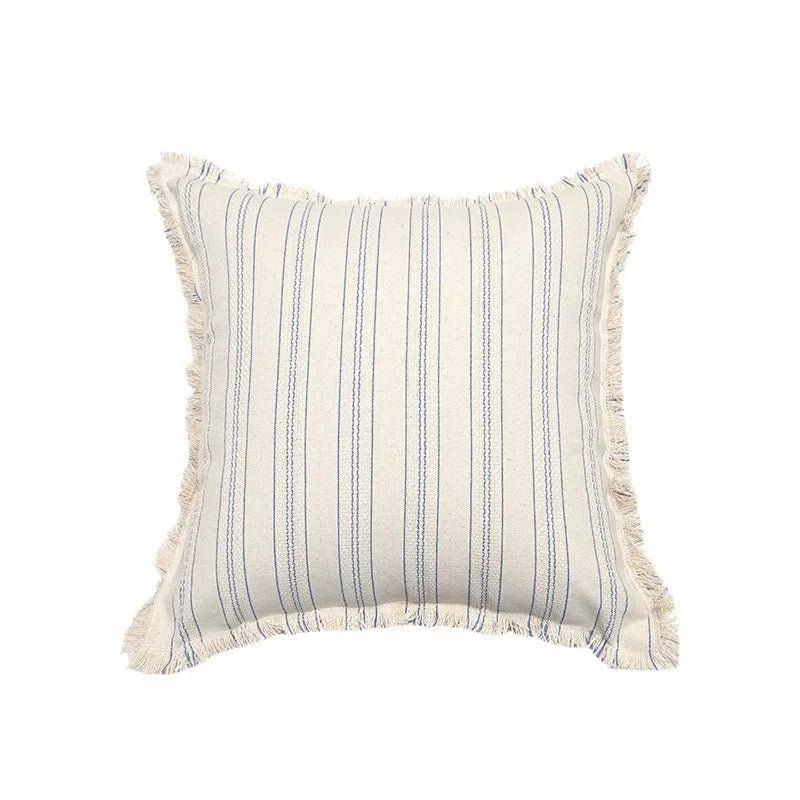 ScandiLuxe – Elegant Jacquard Cushion Cover with Fine Fringe Details
