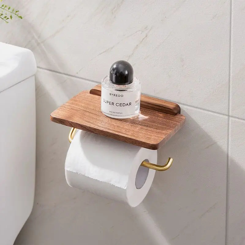 Lumea Walnut Luxe Roll Holder – Stylish Wall Holder with Warm Wooden Design for a Refined Bathroom
