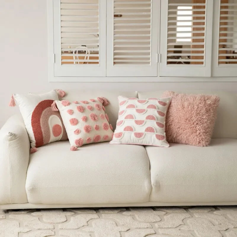 Sienna – Geometrische Tufted Kussenhoes met Borduursels & Luxe Textuur