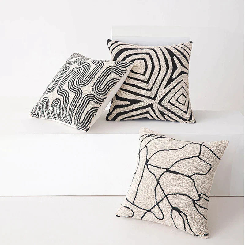 FormaLuxe – Modern Geometric Tufted Cushion Cover with Tactile Elegance
