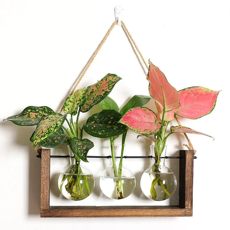 GreenHaven – Vintage Wooden Plant Propagation Stand for Stylish Flower Arrangements