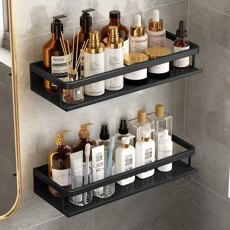 AquaForma – Black Shower Shelf with Modern & Space-Saving Design