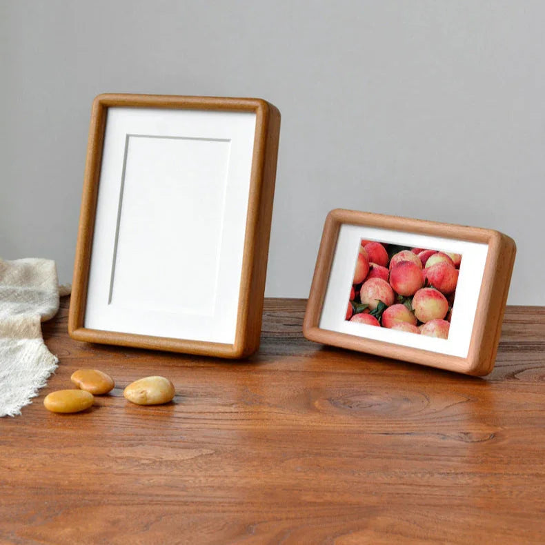 Cadre Photo Massif en Bois avec Passe-Partout et Coins Arrondis pour Table