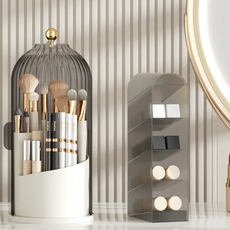 OrganizeLuxe – Luxury Acrylic Cosmetics Organizer with 360° Rotation